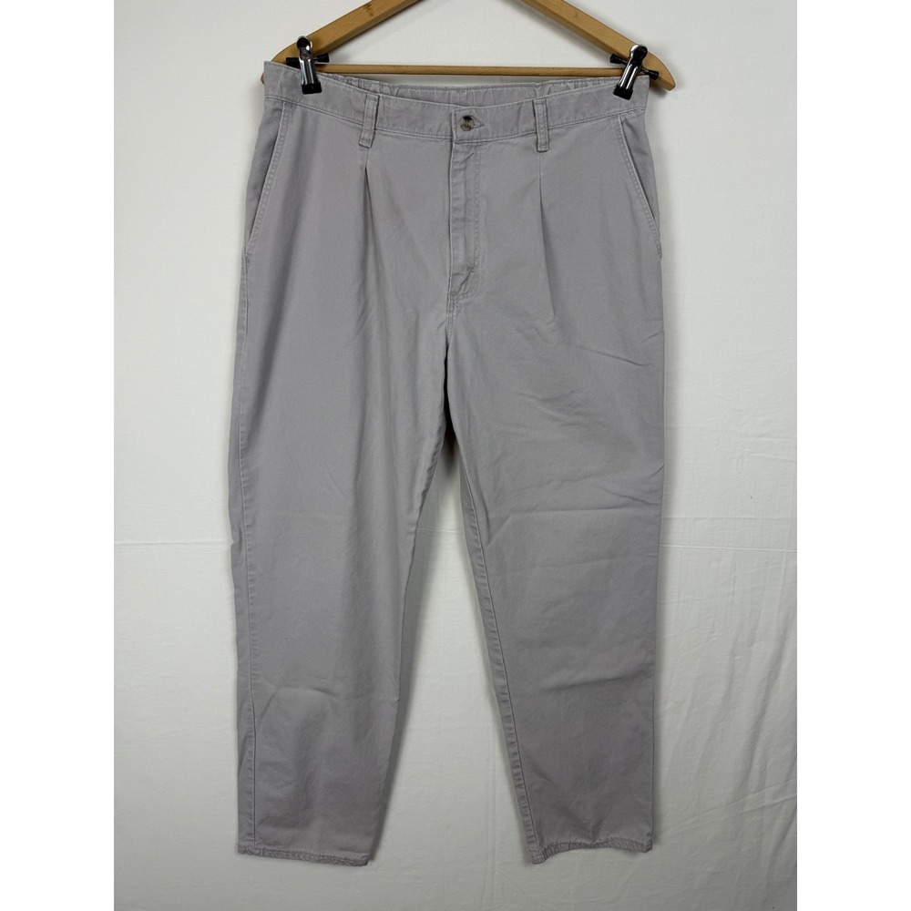 Timber Creek by Wrangler Pleated Chino Pants Men's‎ 34x30 Gray Twill Casual